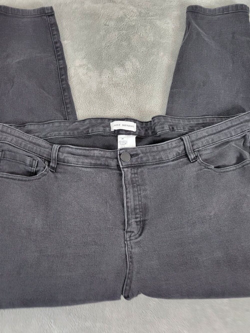Lane Bryant Jeans 26 Black Tapered Elastic Waist Stretch Denim Plus Size SL75E